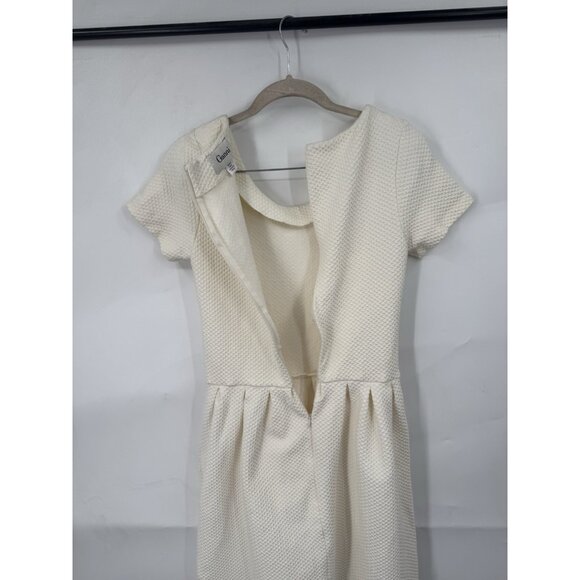 GANNI Scoop Neck Mini Dress Women Small Ivory Textured Minimalist Granolagirl - Picture 4 of 9